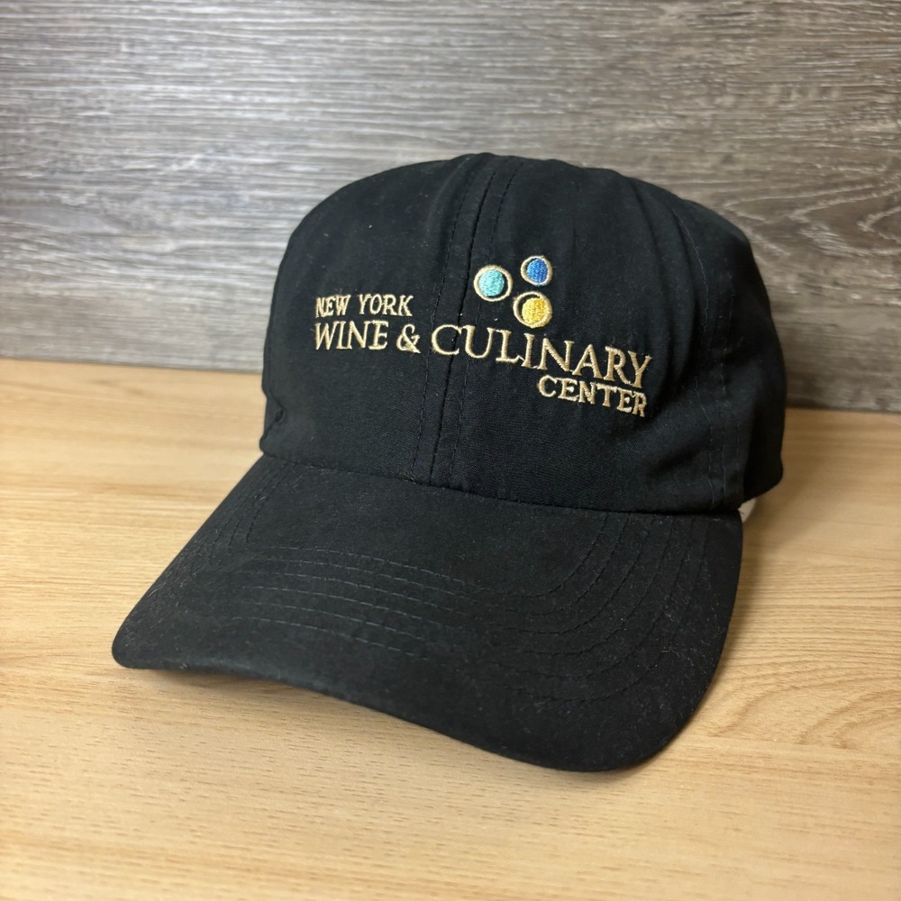 New York Wine Culinary Center Hat Cap Strap Back Black Lightweight Adjustable